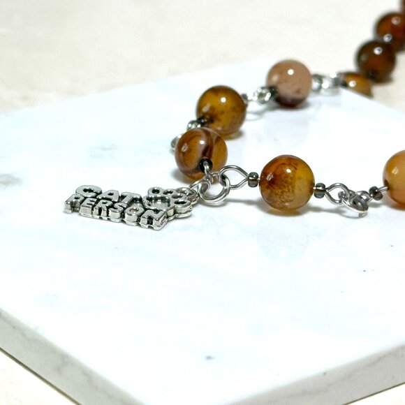 Genuine Earthy Carnelian Agate Short Necklace, Gemstone & Cat Person Paw Print - Picture 6 of 15